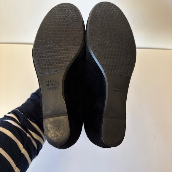 Stuart Weitzman Womens Sz 6 Black Suede Quilted Toe Ballet Wedge Pumps - Picture 13 of 16